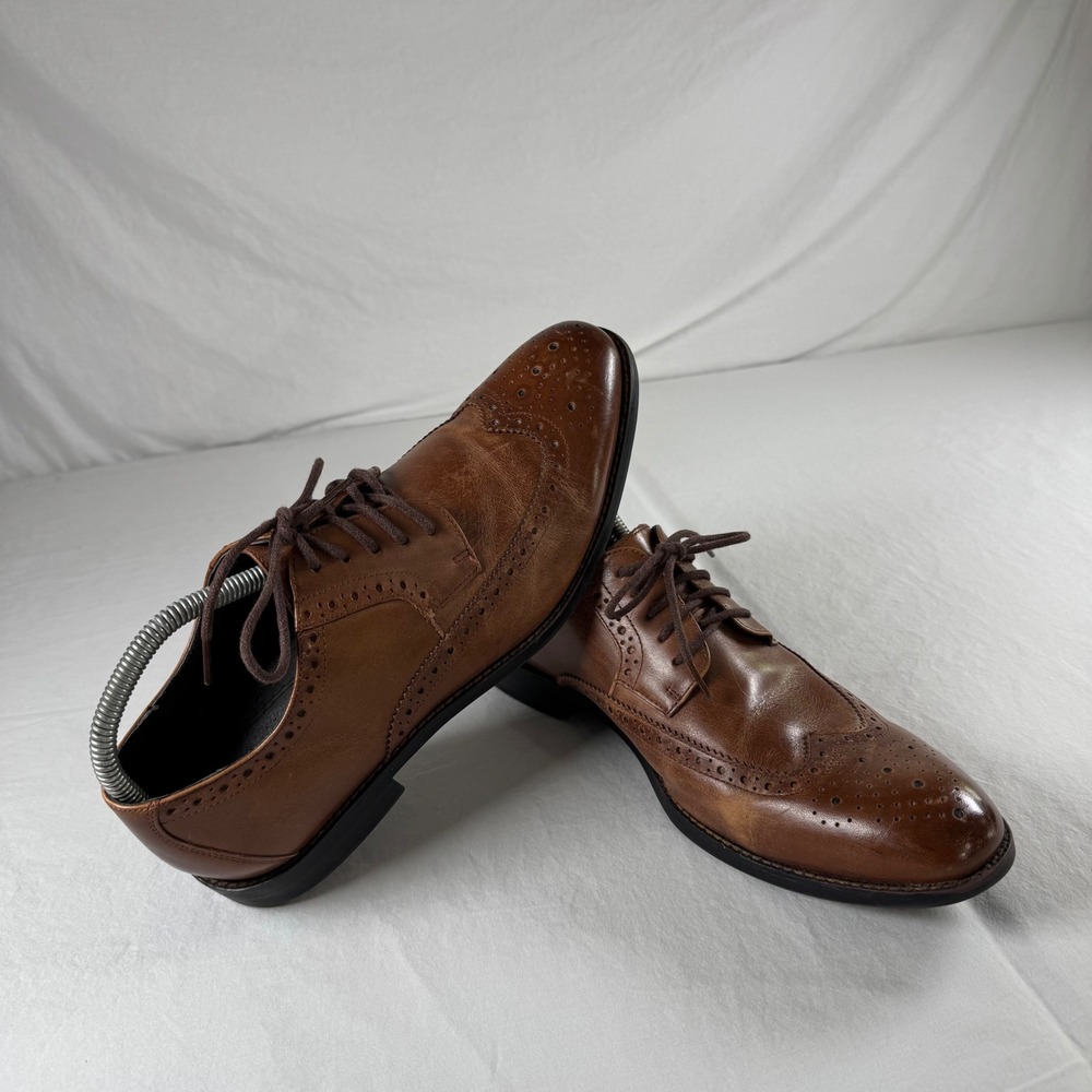 Stacy Adams‎ Men's Size 9M Brown Wingtip Brogue Leather Wingtip Oxford Shoes